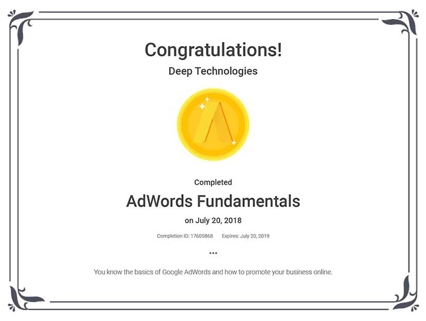 Google Adword Fundamentals Certification